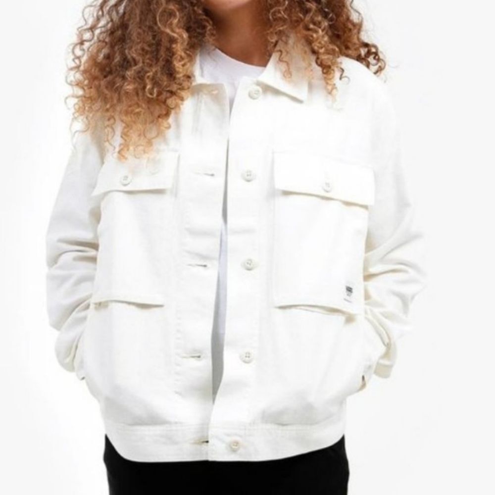 Vans Clark Jacket Canvas Cotton White Marshmallow Cargo Utility Logo Oversized M